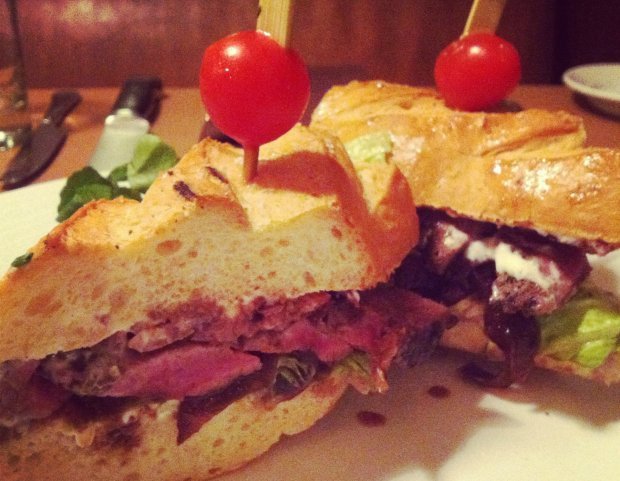 What makes the Vegas Strip Steak Sandwich unusual amongst its beefy brethren is its light touch.